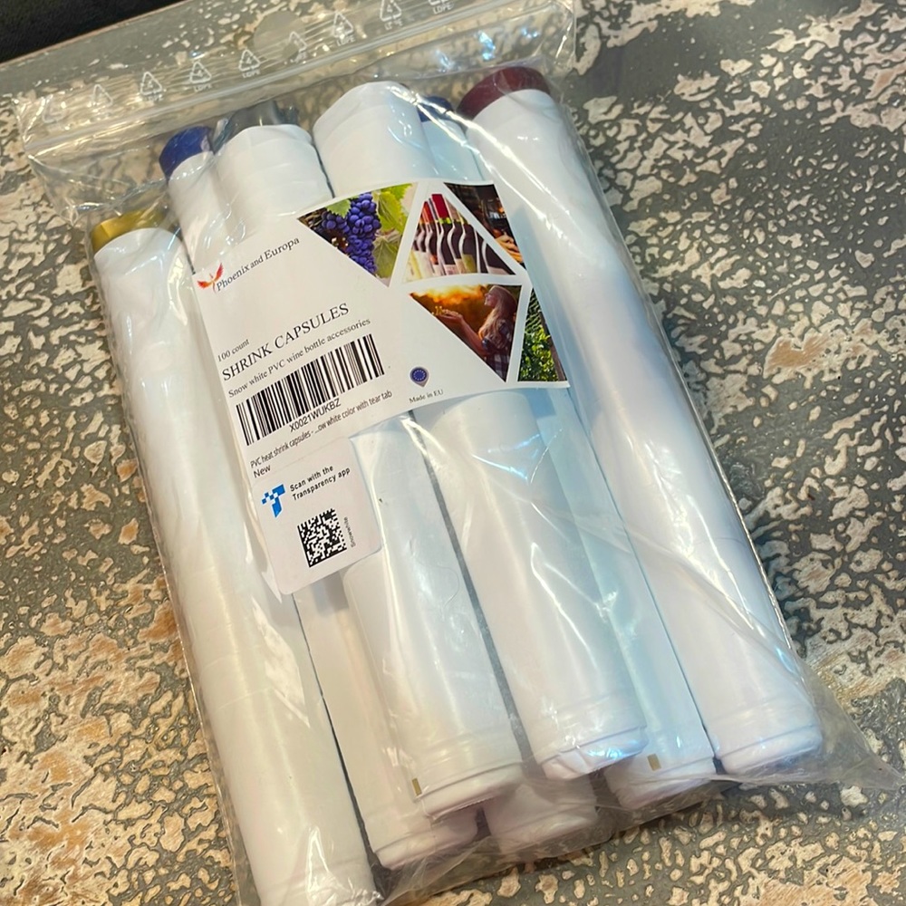 🎆 PVC heat shrink capsules - 100 count PLUS! I Elegant snow white color w/…